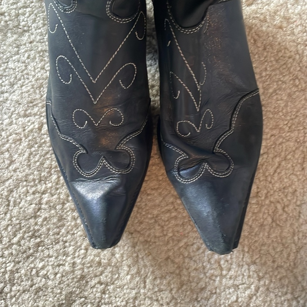 BCBGirls Black and White Heeled Boots - Picture 3 of 5